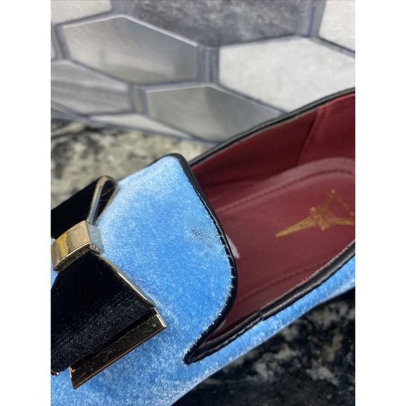 ENZO‎ Romeo Mens Vintage Bow Tie Velvet Dress Loafers, Powder Blue, sz 8.5 main image 6